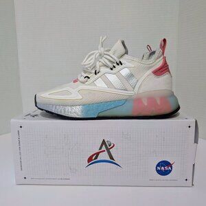 Adidas x NASA Womens ZX 2K BOOST FX7054 White Hazy Rose Running Shoes - Size 5.5